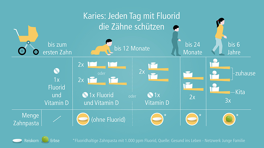 Patienteninfo Kinderzähne: gemeinsame Empfehlungen zu Fluorid