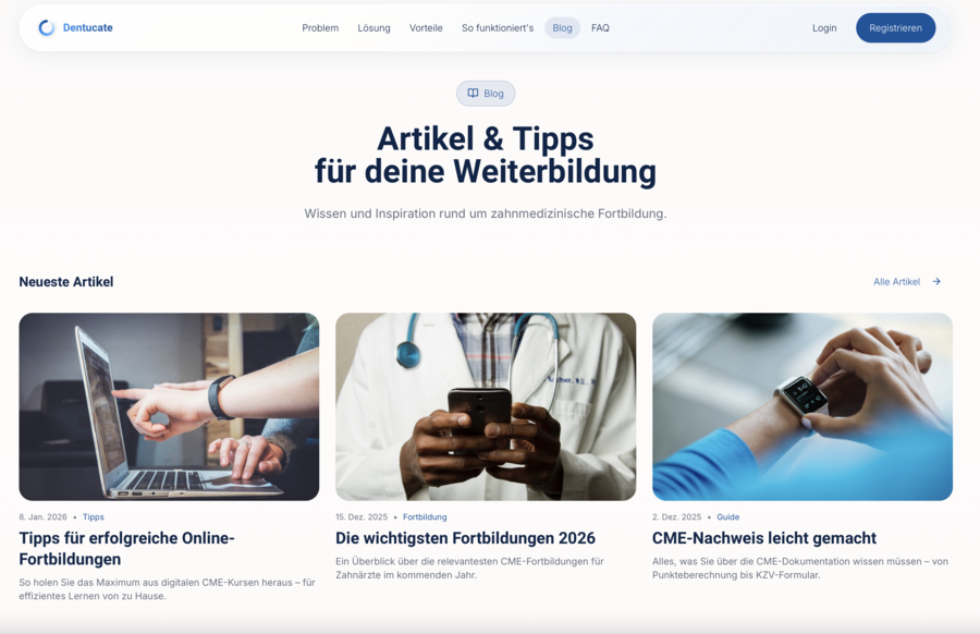 Dentucate – Die Plattform für zahnmedizinische Fortbildung