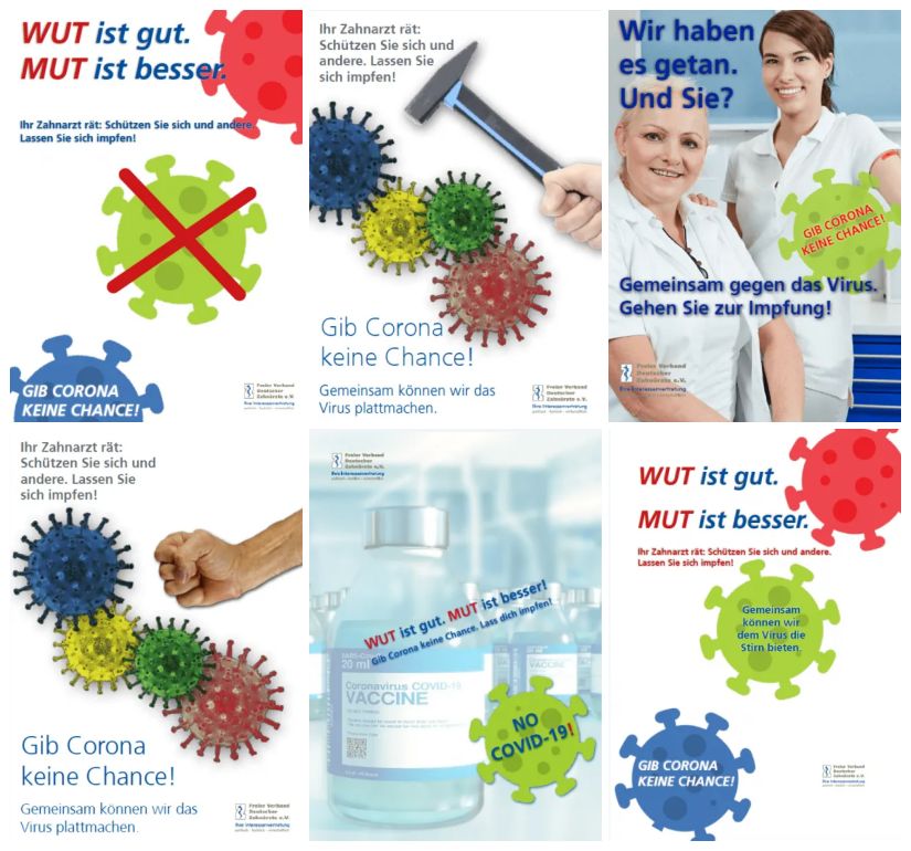 Plakatkampagne für Zahnarztpraxen pro Corona-Impfung